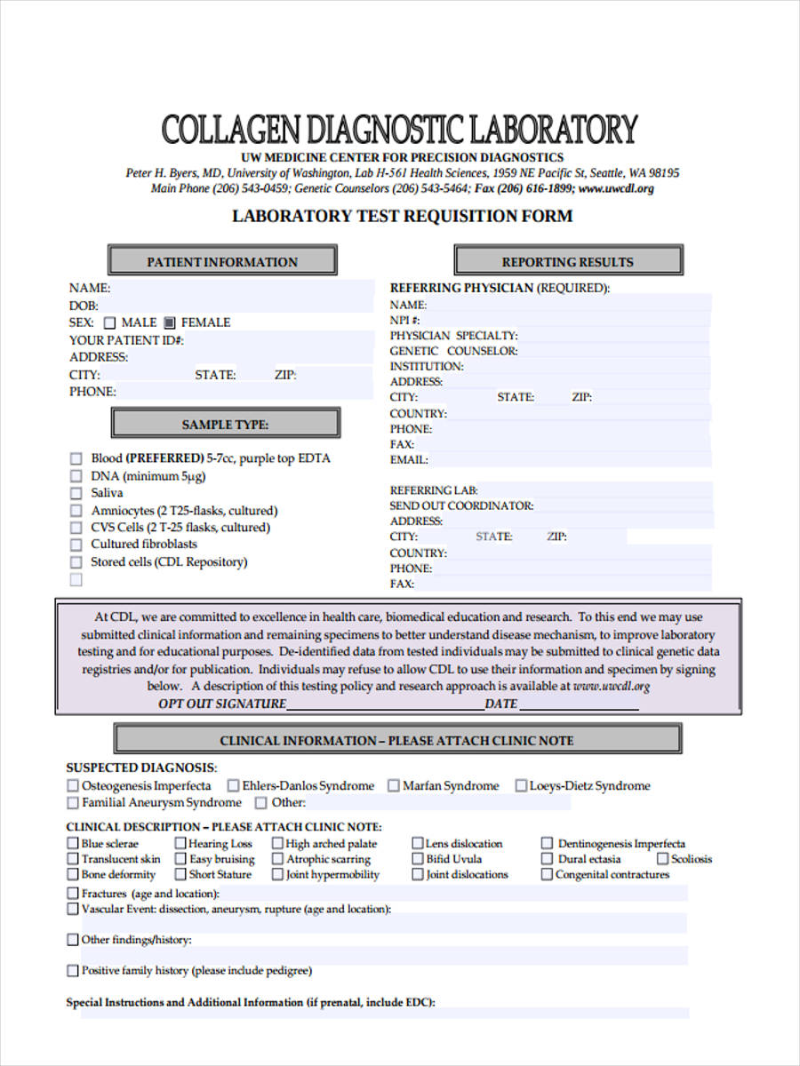 FREE 6 Lab Requisition Forms In PDF MS Word Pages