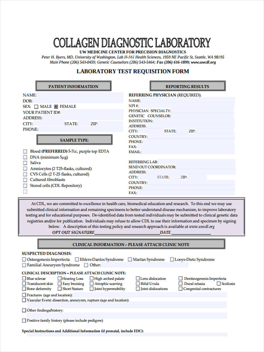 FREE 6+ Lab Requisition Forms in PDF | MS Word | Pages