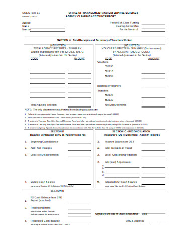 agency clearing account report form