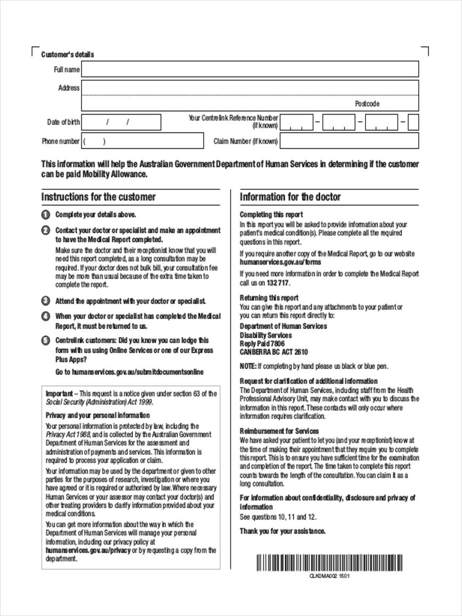 allowance medical report form7