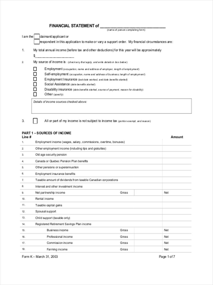FREE 21+ Financial Statement Form Samples, PDF, MS Word, Google Docs, Excel