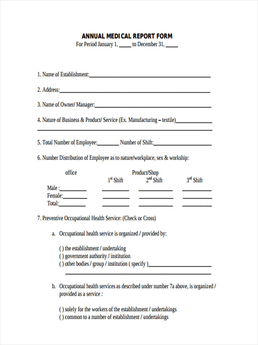 FREE 7+ Medical Report Forms in PDF Ms Word