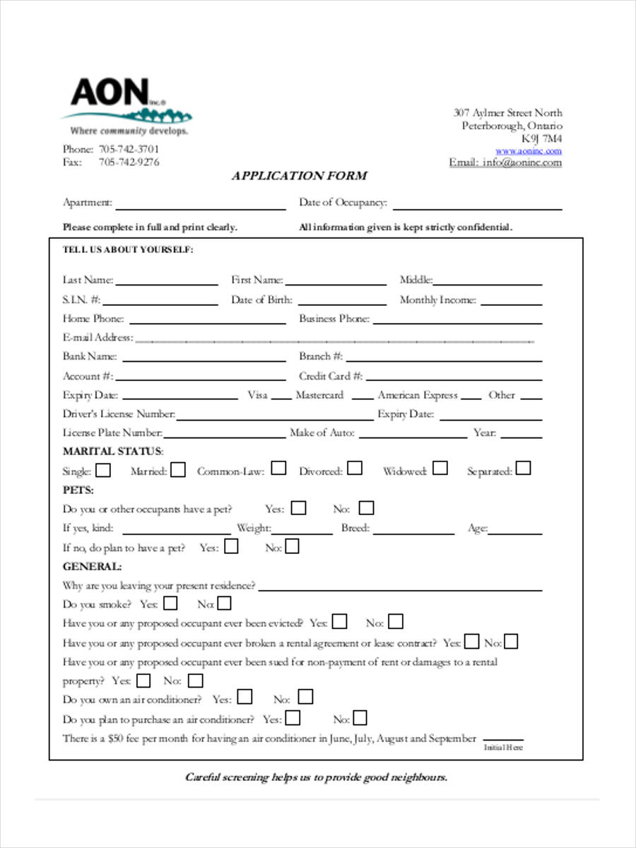apartment lease application