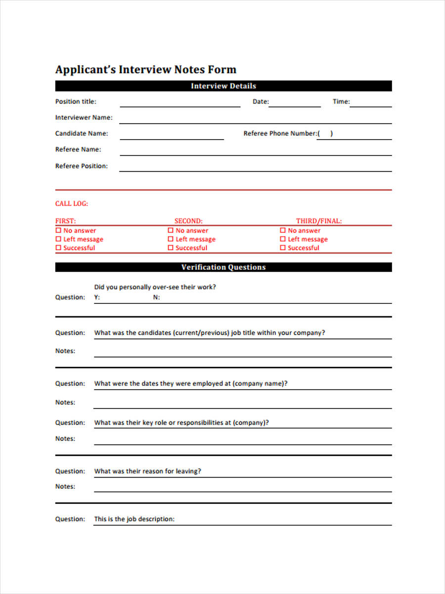 FREE 26+ Interview Forms in PDF Ms Word Excel