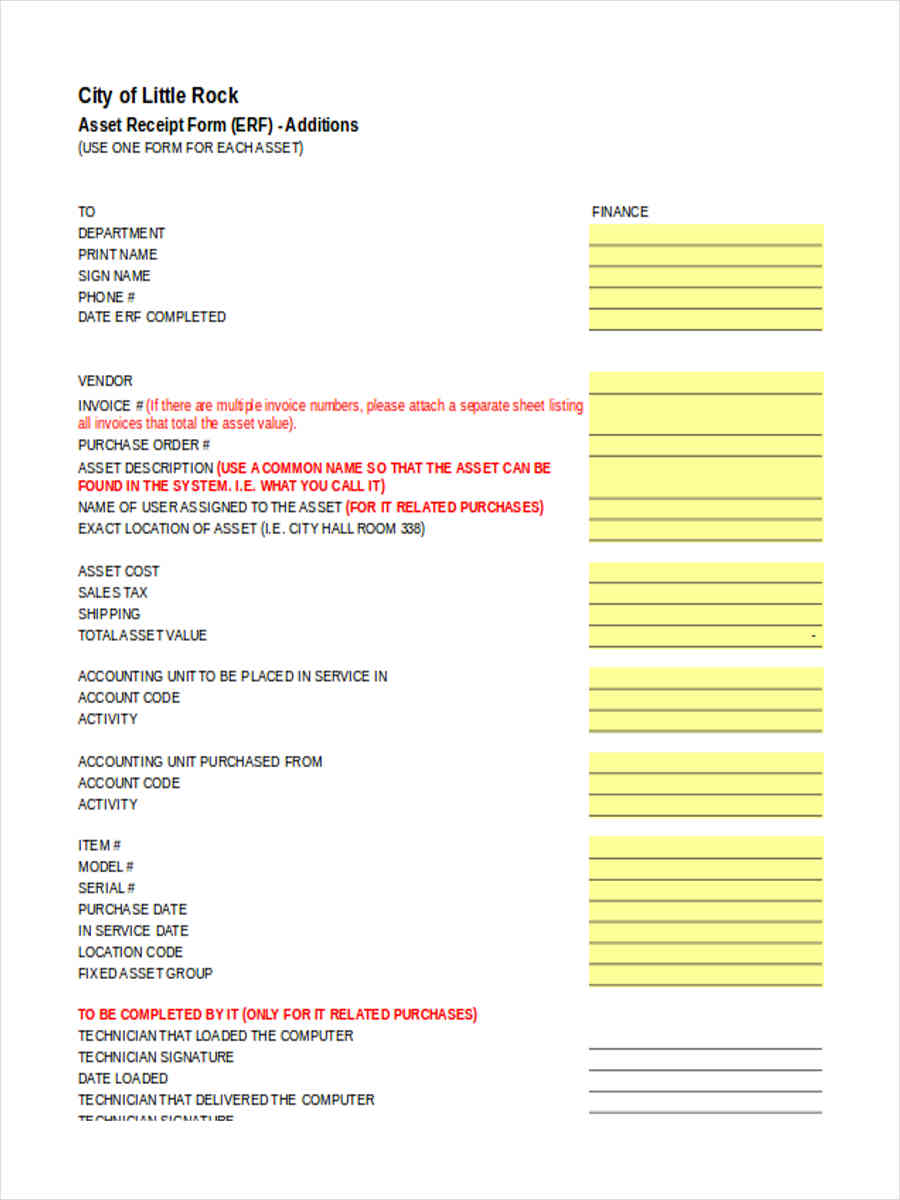FREE 5+ Asset Receipt Forms in MS Word PDF
