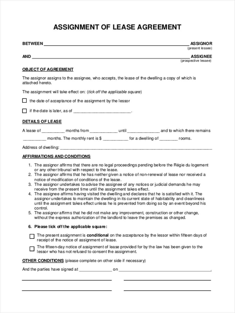 lsta form of assignment agreement