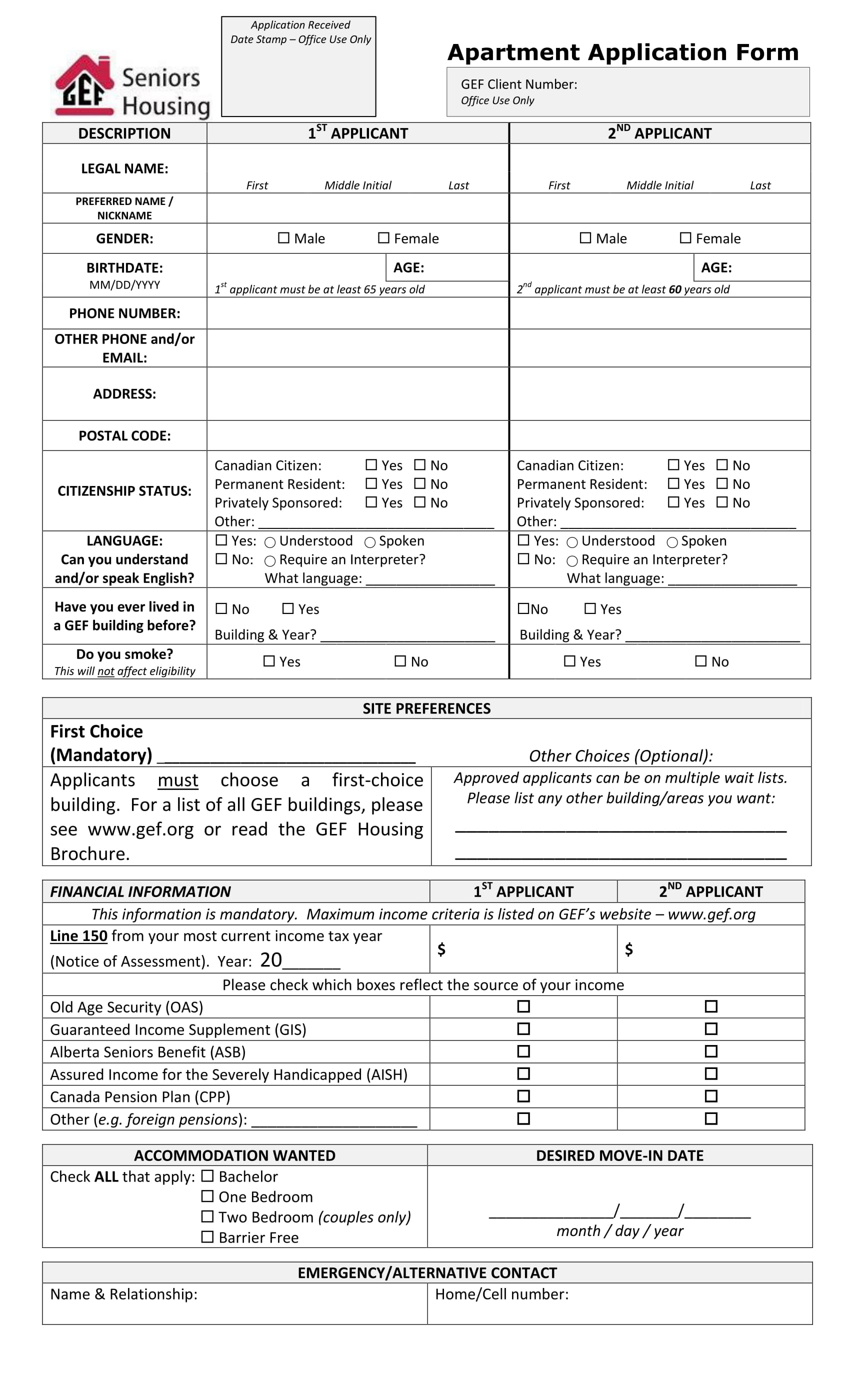 basic apartment application form 1