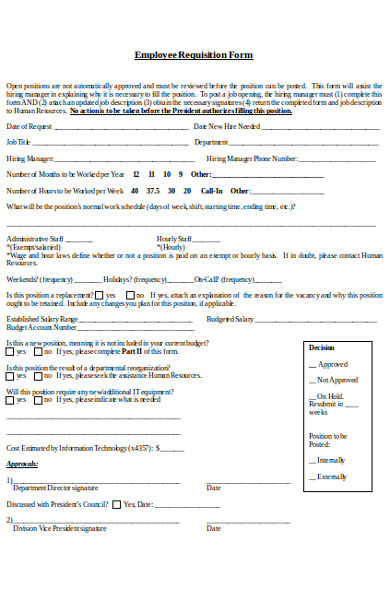 basic employee requisition form