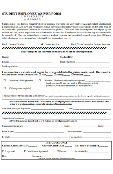 basic employee waiver form