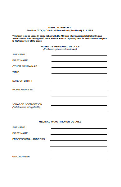 basic medical report form