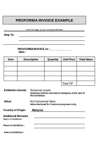 basic proforma invoice form