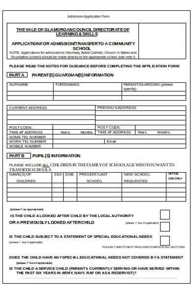 FREE 9 School Transfer Forms In PDF MS Word Excel