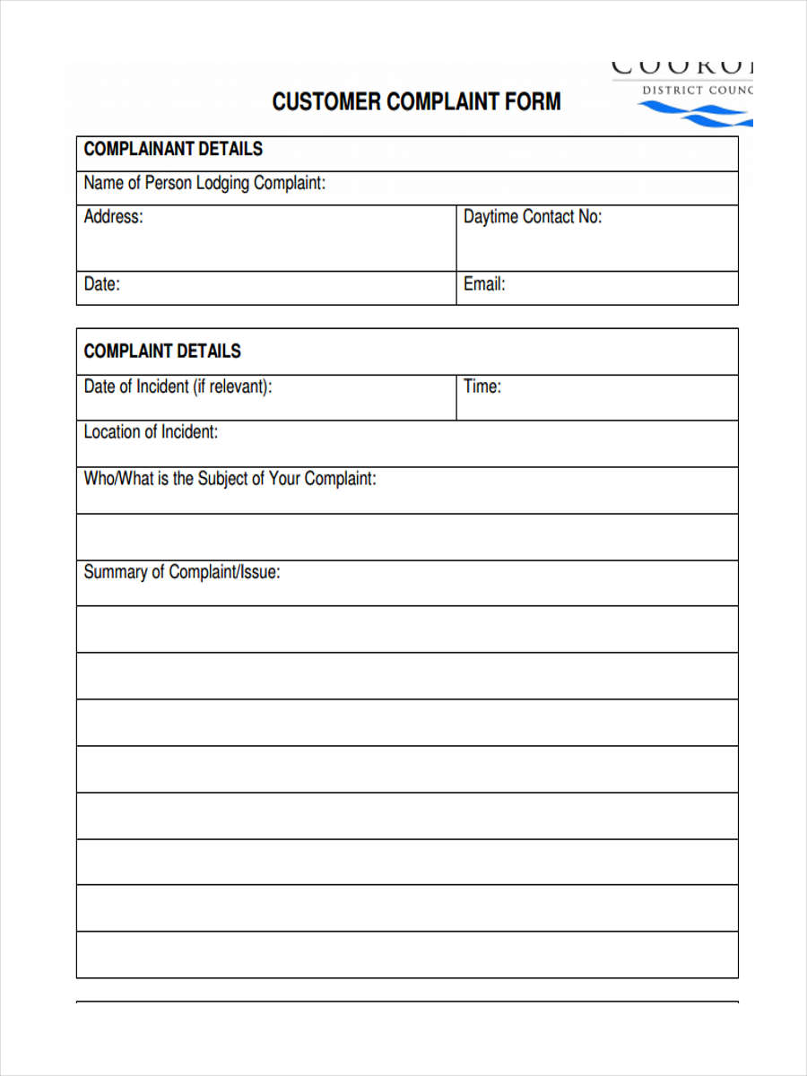 Free Printable Customer Complaint Form - Printable Forms Free Online