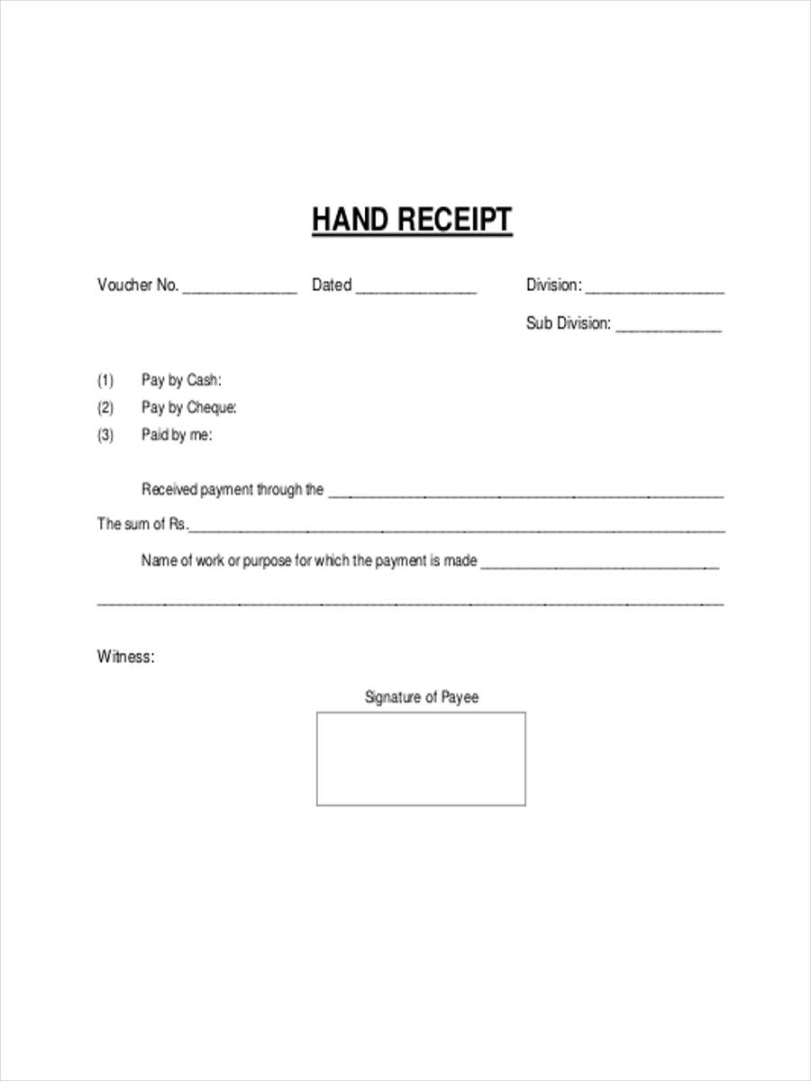 blank hand receipt