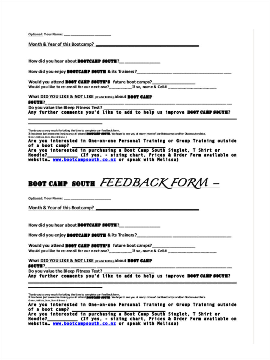 FREE 8+ Camp Feedback Forms Samples in MS Word | PDF