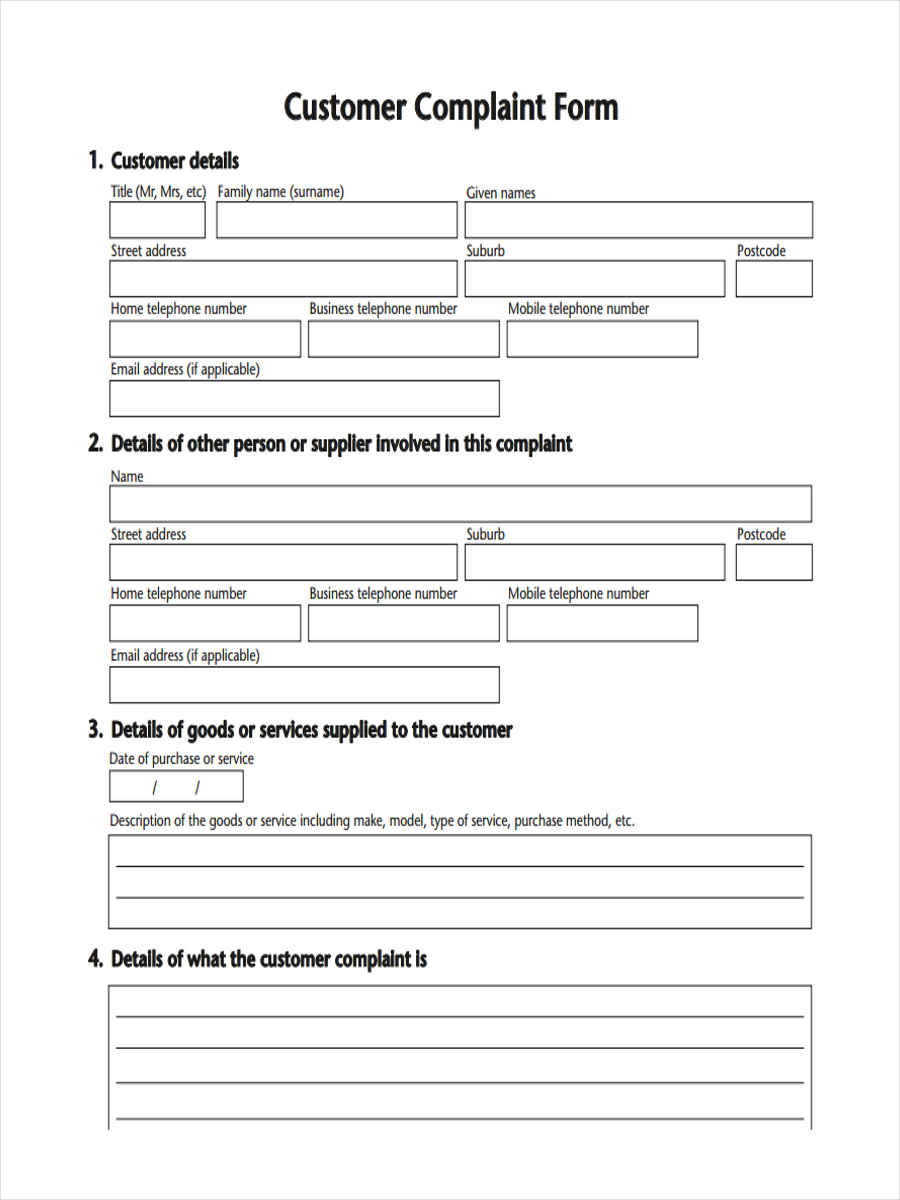 FREE 9 Customer Complaint Forms In PDF MS Word