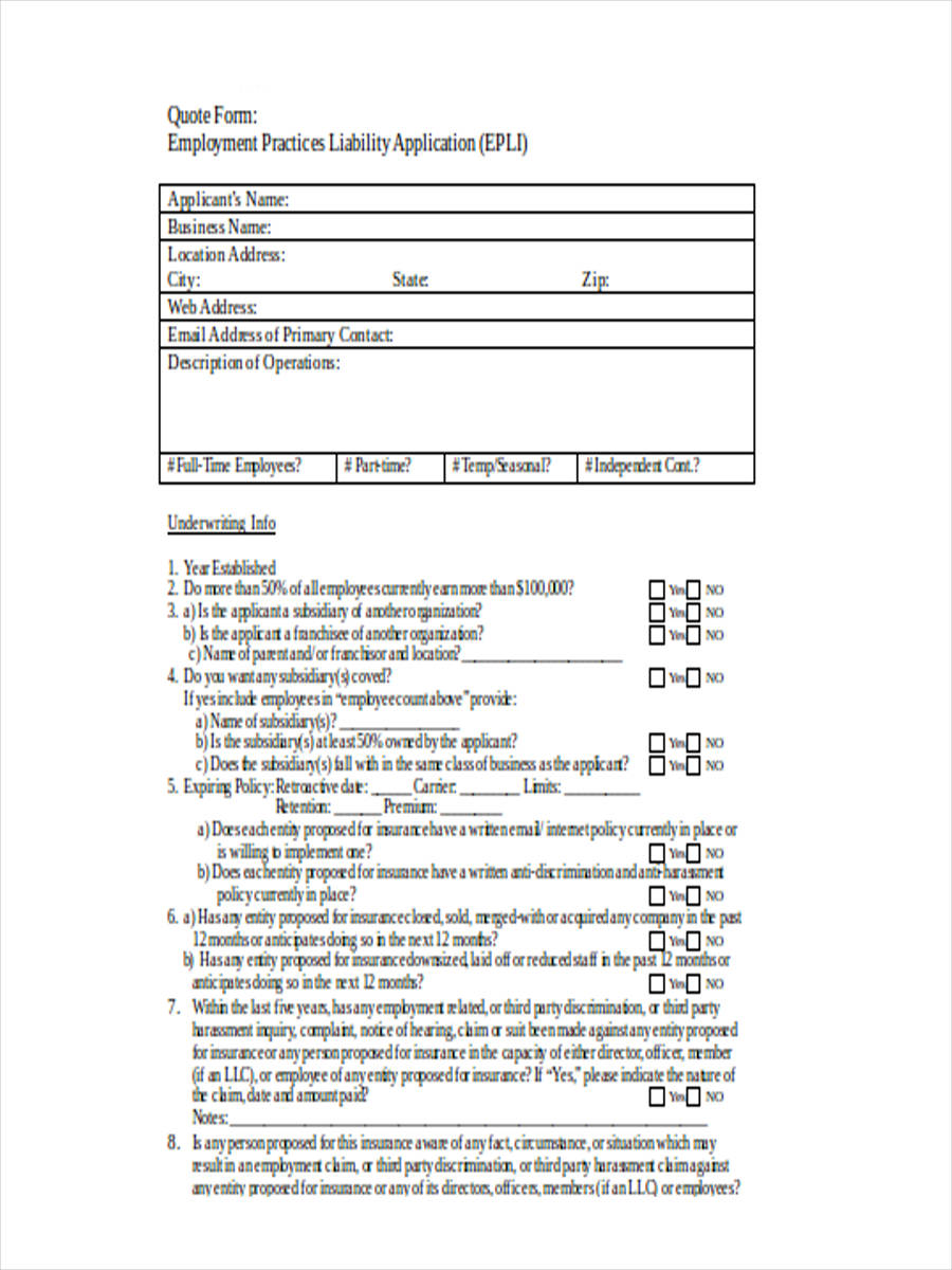 business quote form