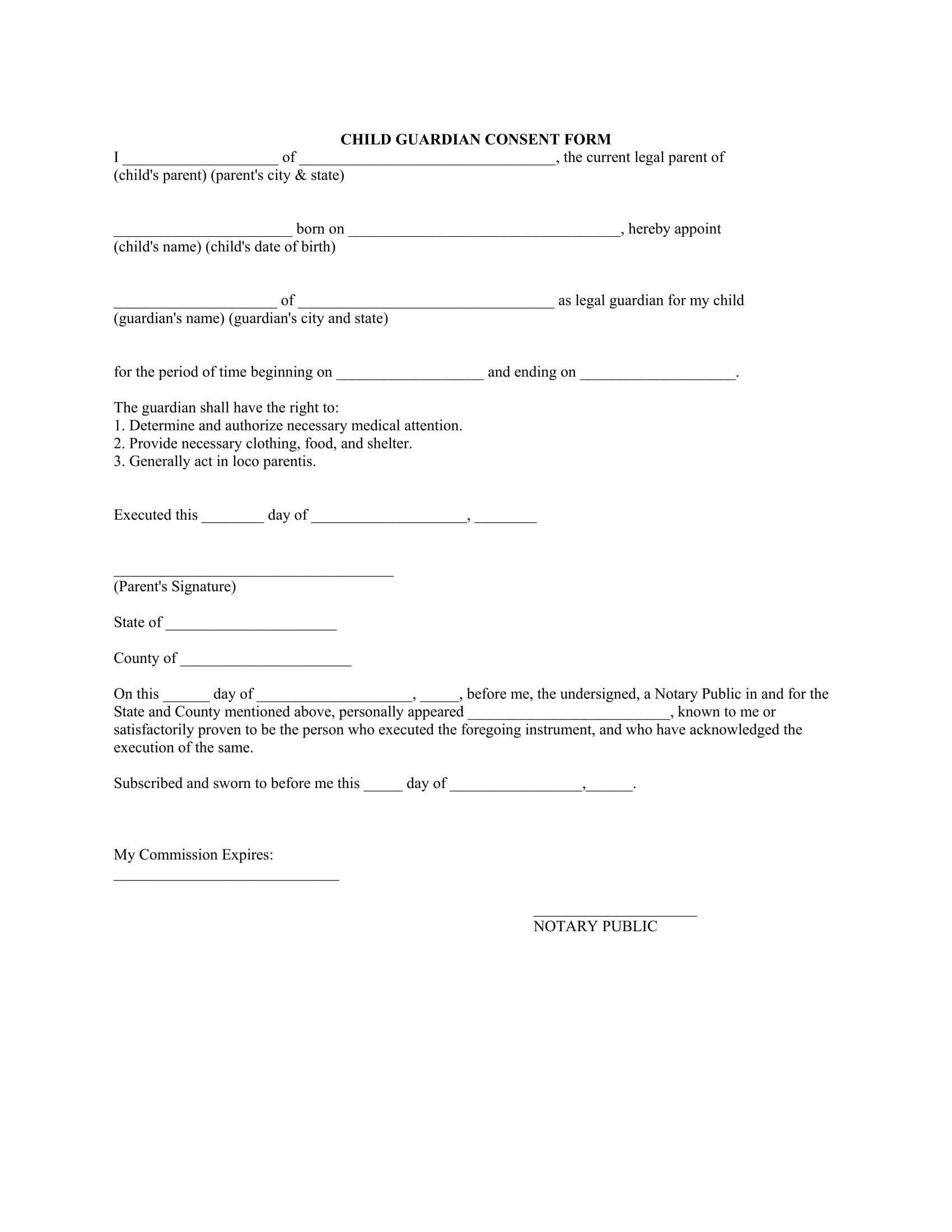 notarized letter of guardianship for income taxes