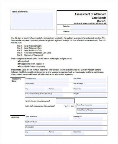 care needs assessment form 390