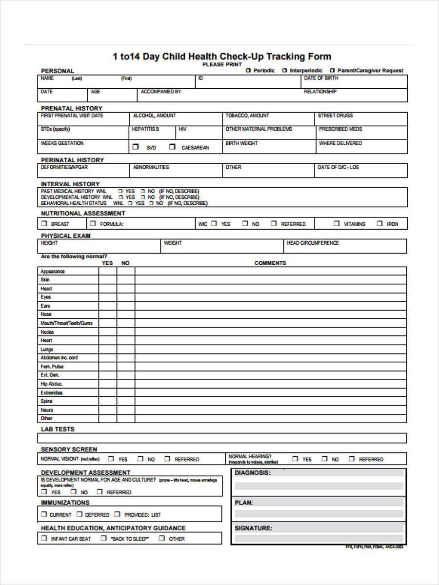 Free 8 Health Check Forms In Pdf Ms Word