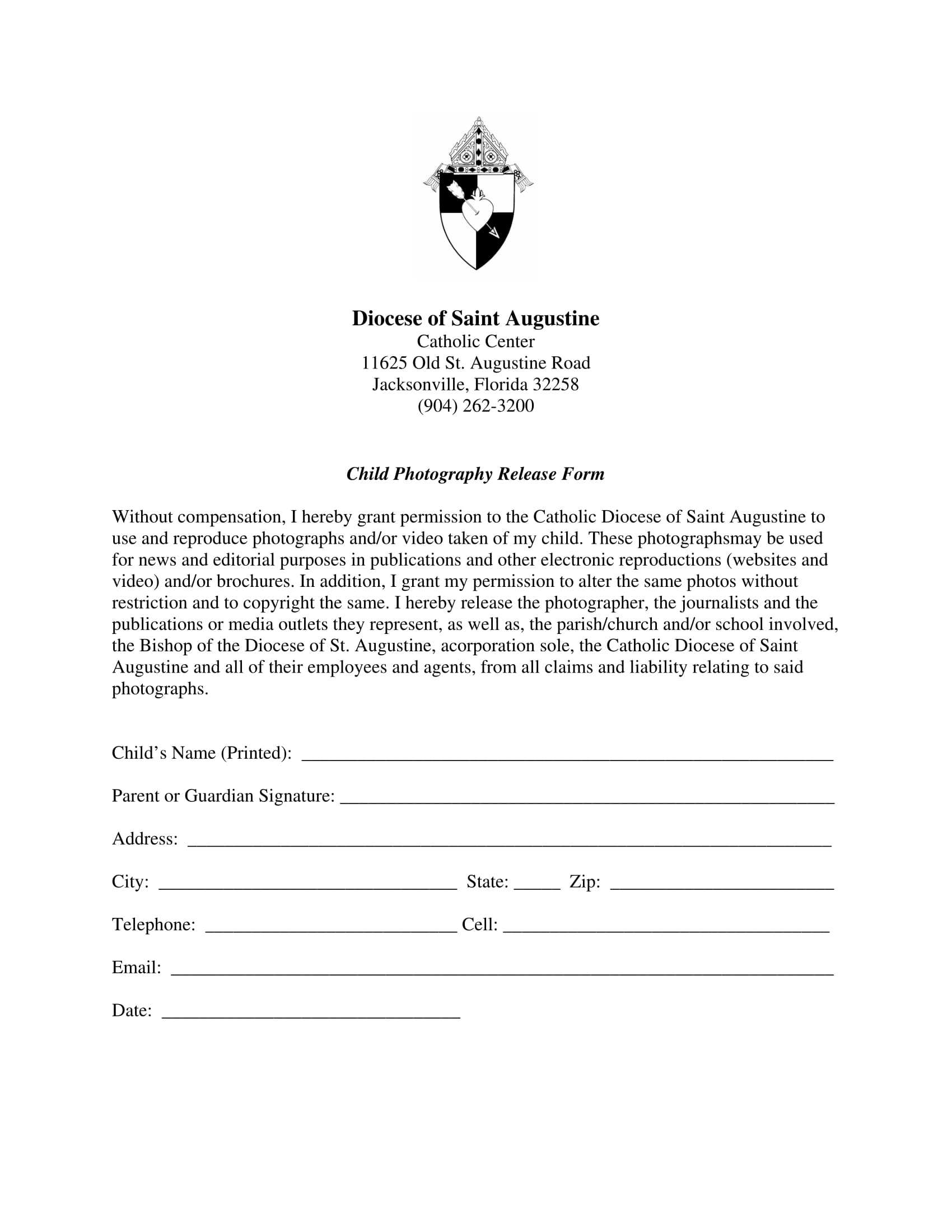 child photography release form 1
