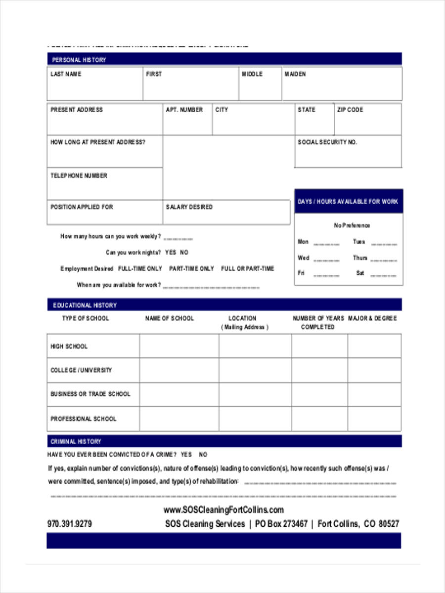 cleaning service business form