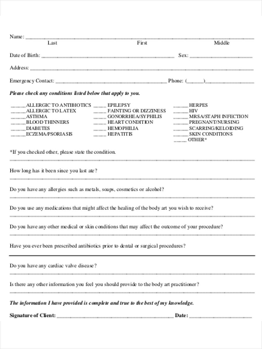 client questionnaire form
