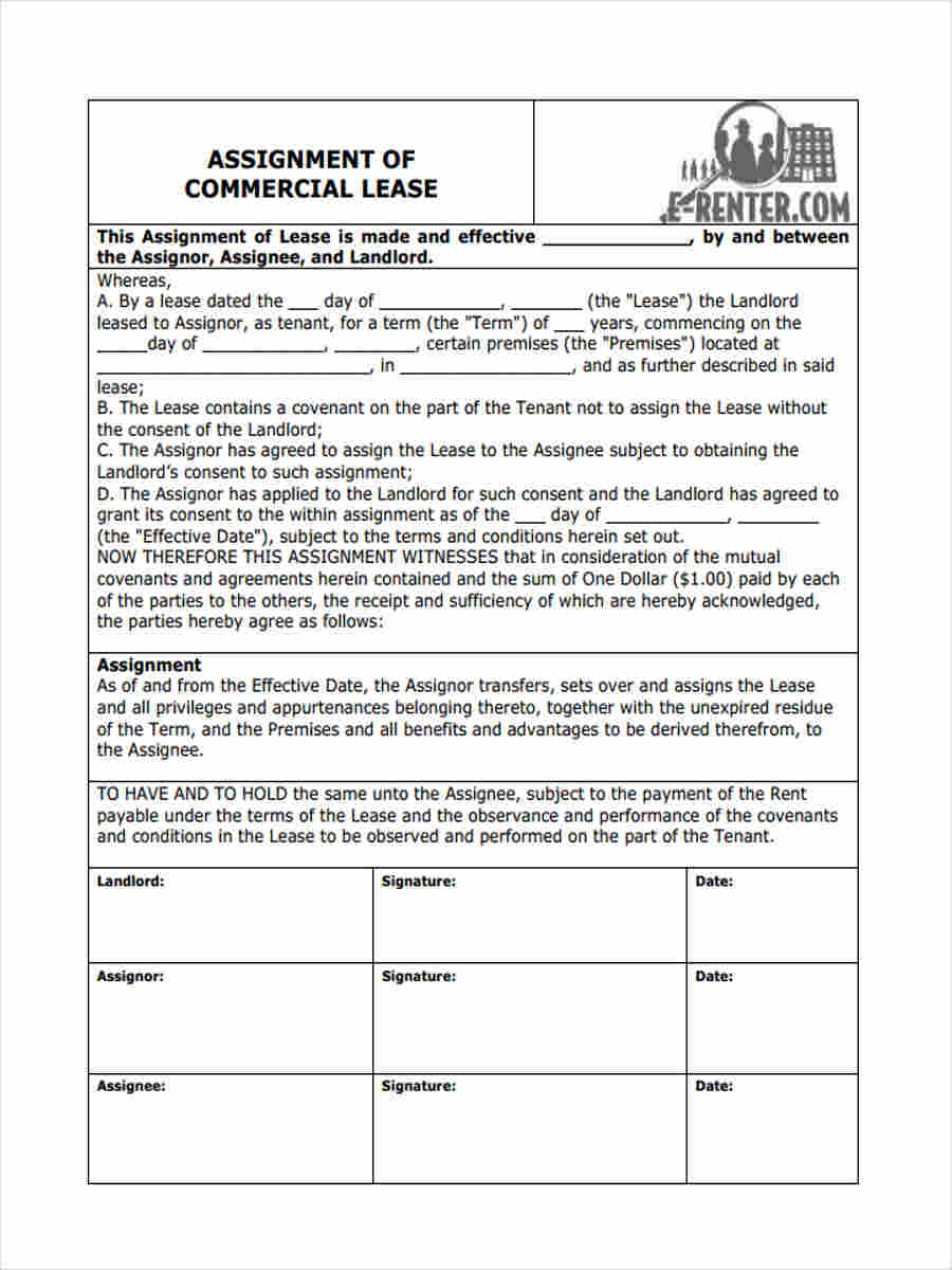 commercial assignment of lease form