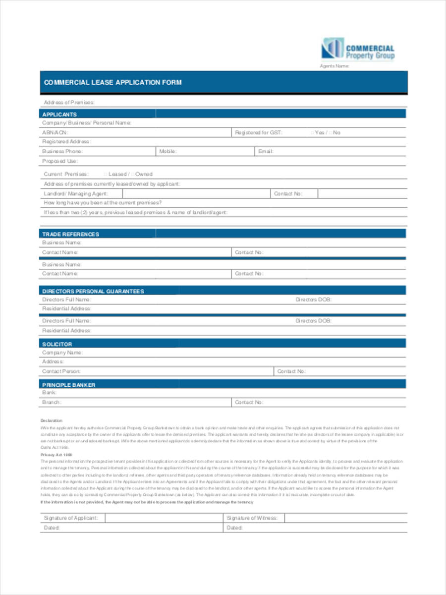commercial lease application form