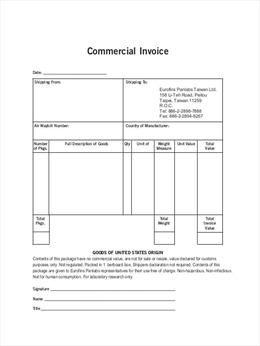 commercial sales invoice