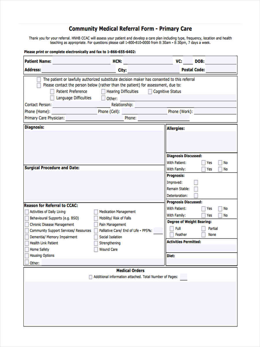 Free 7 Medical Referral Forms In Pdf Ms Word 3528