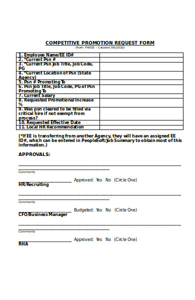 competitive promotion request form