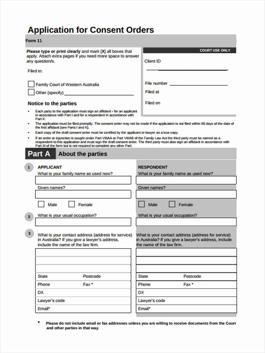 consent order application