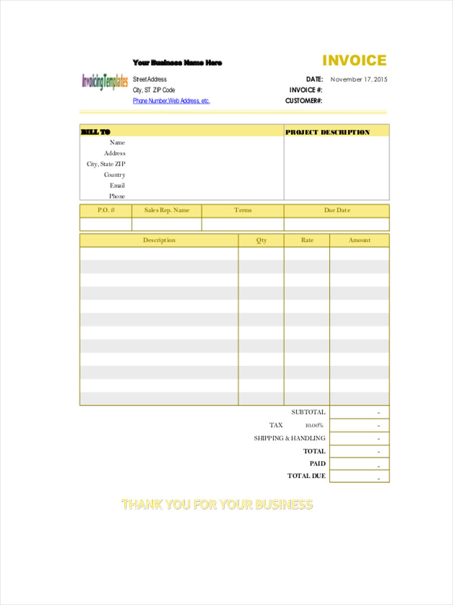 free 6 construction invoice forms in pdf ms word excel