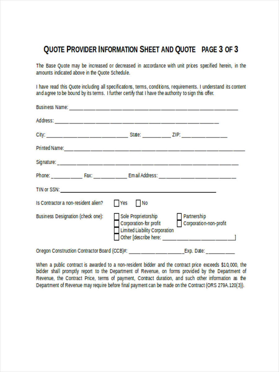 construction quote form