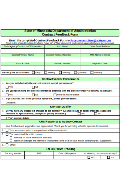 contract feedback form