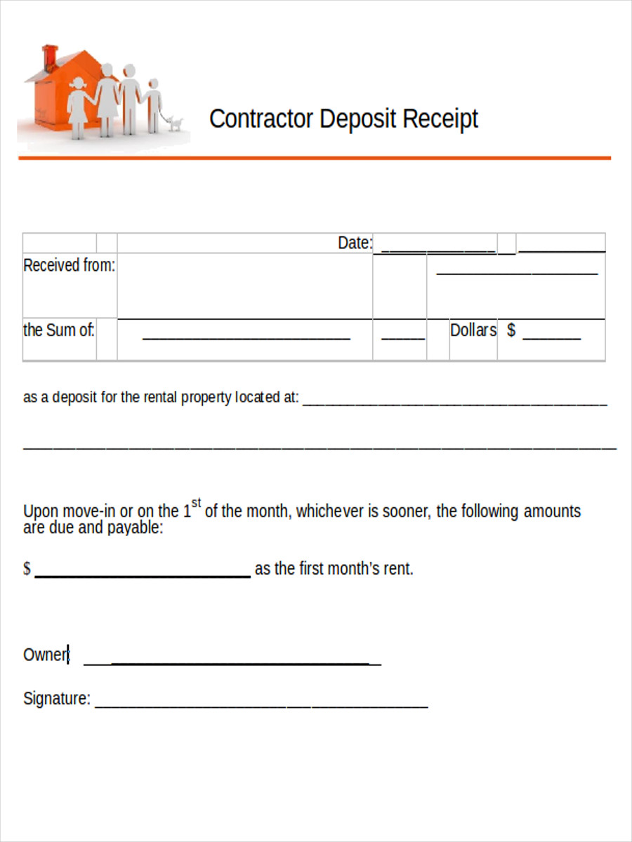 contractor deposit receipt