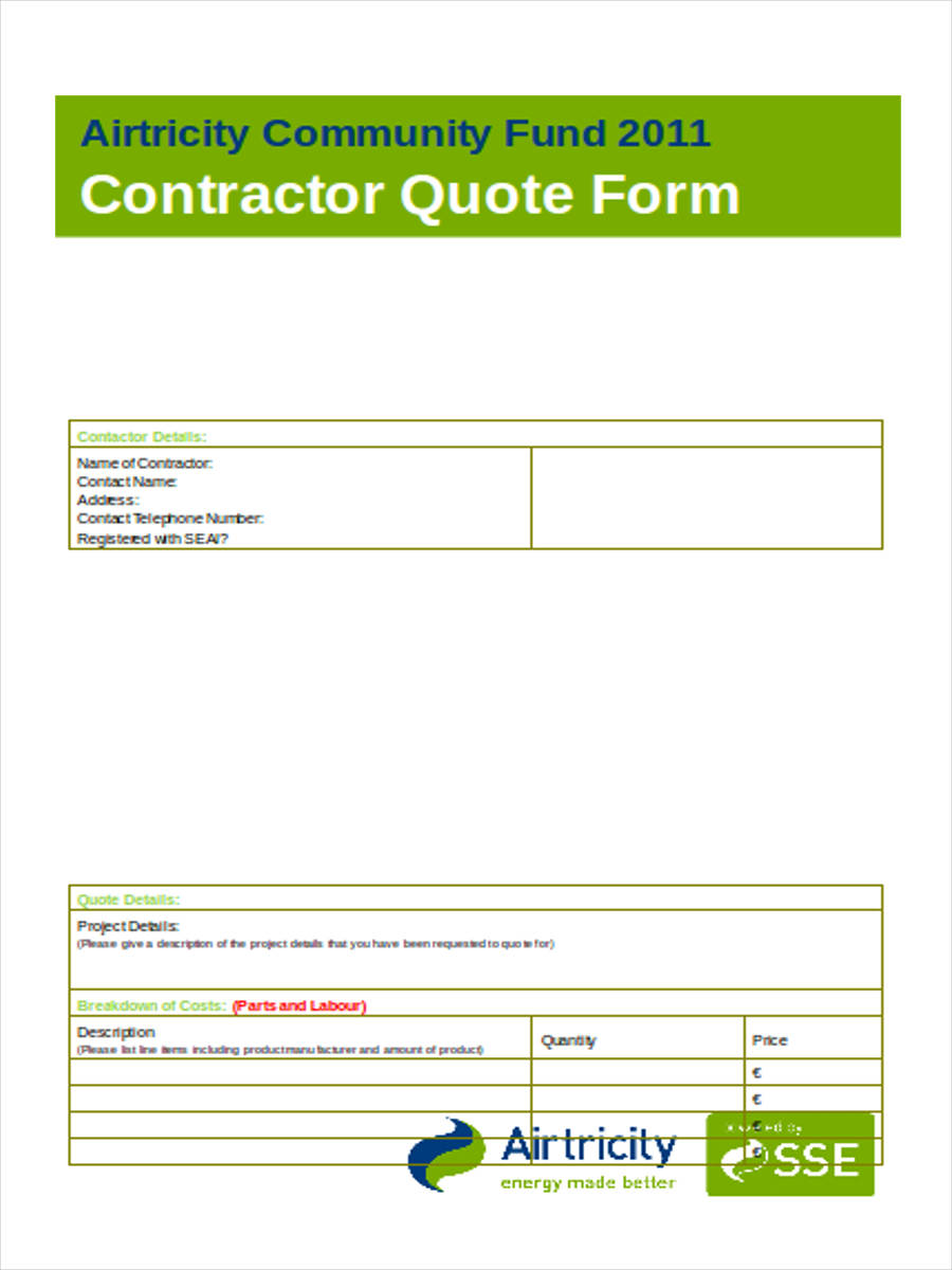 contractor quote form