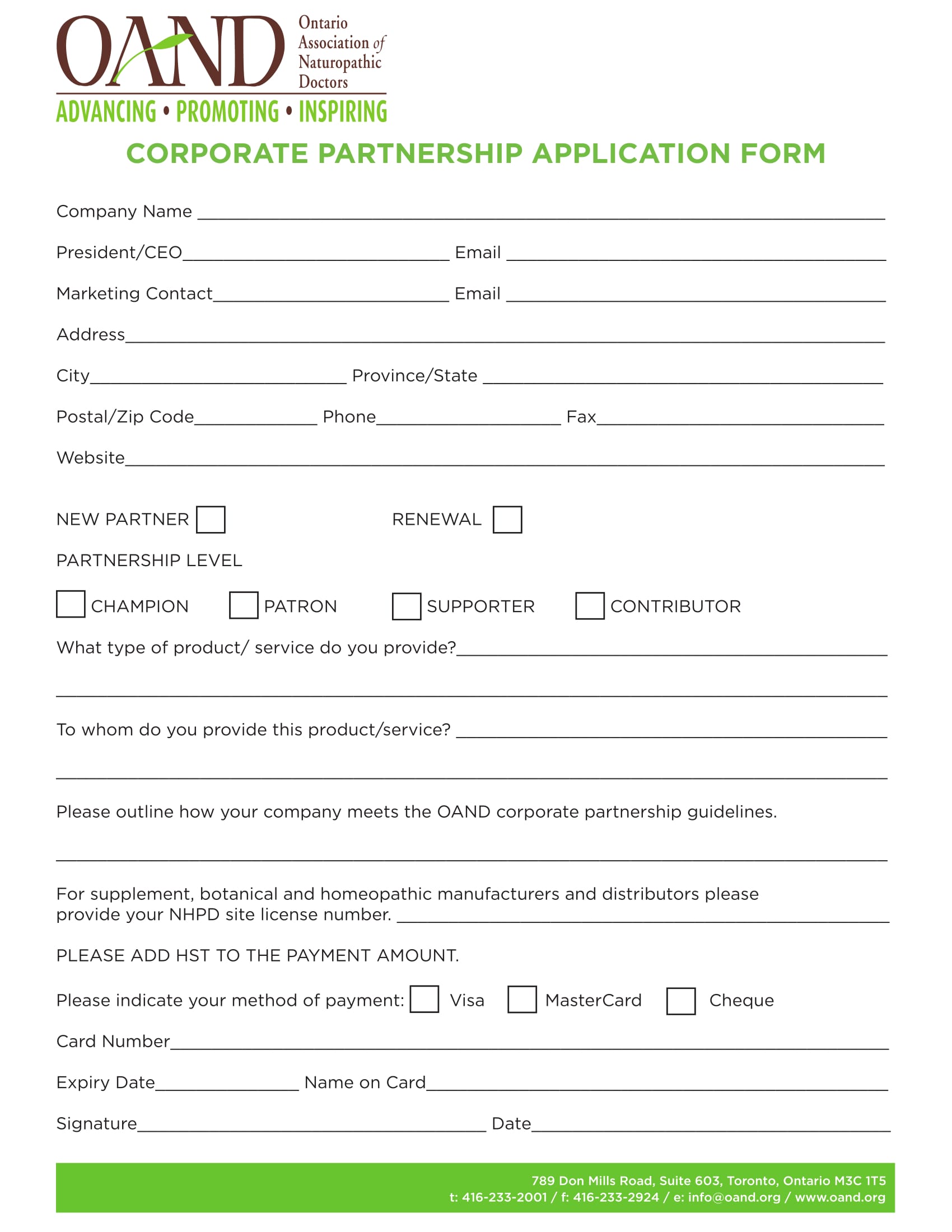 corporate partnership application form 1