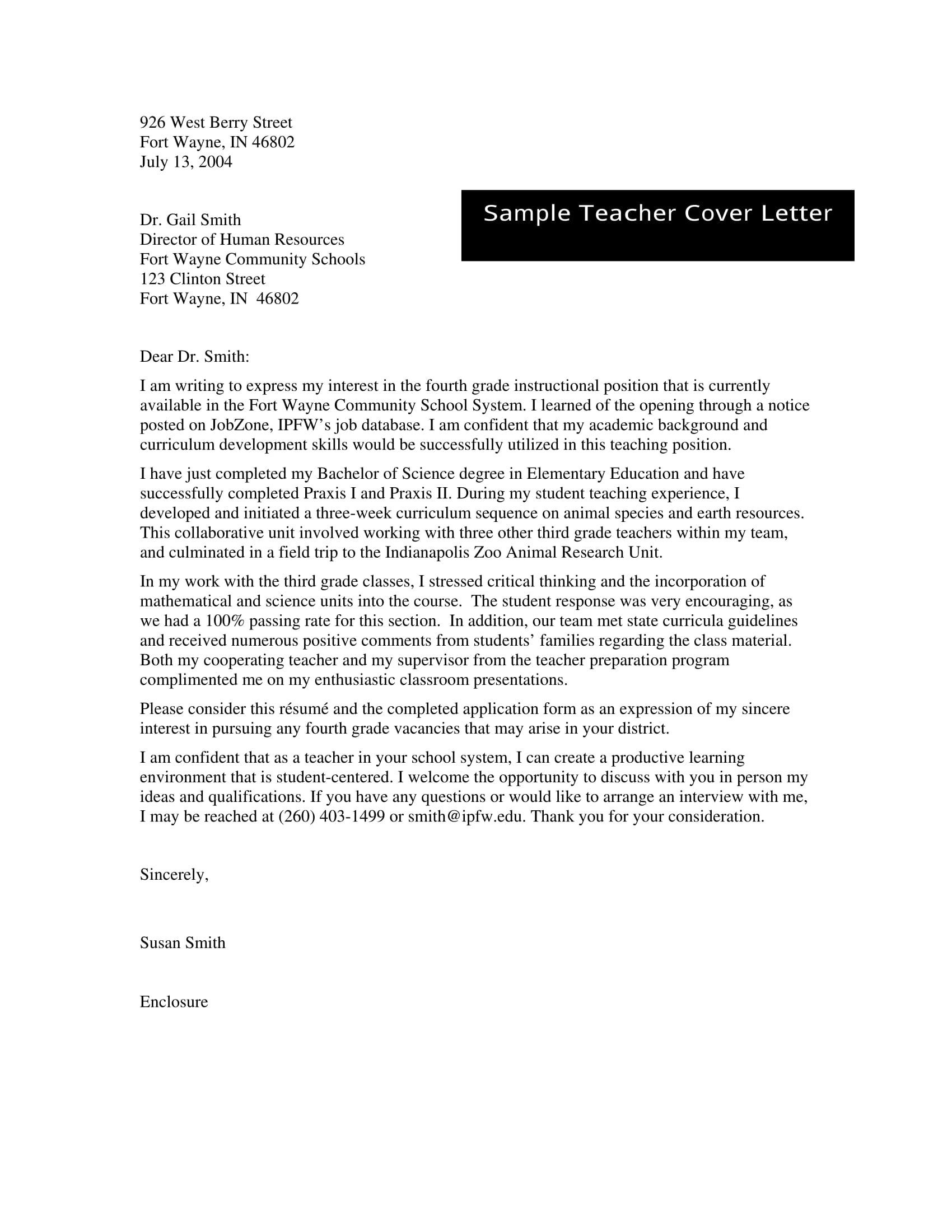 cover letter example for teacher 1