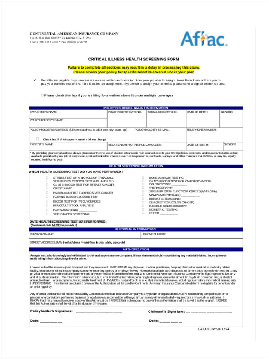 critical illness health screening