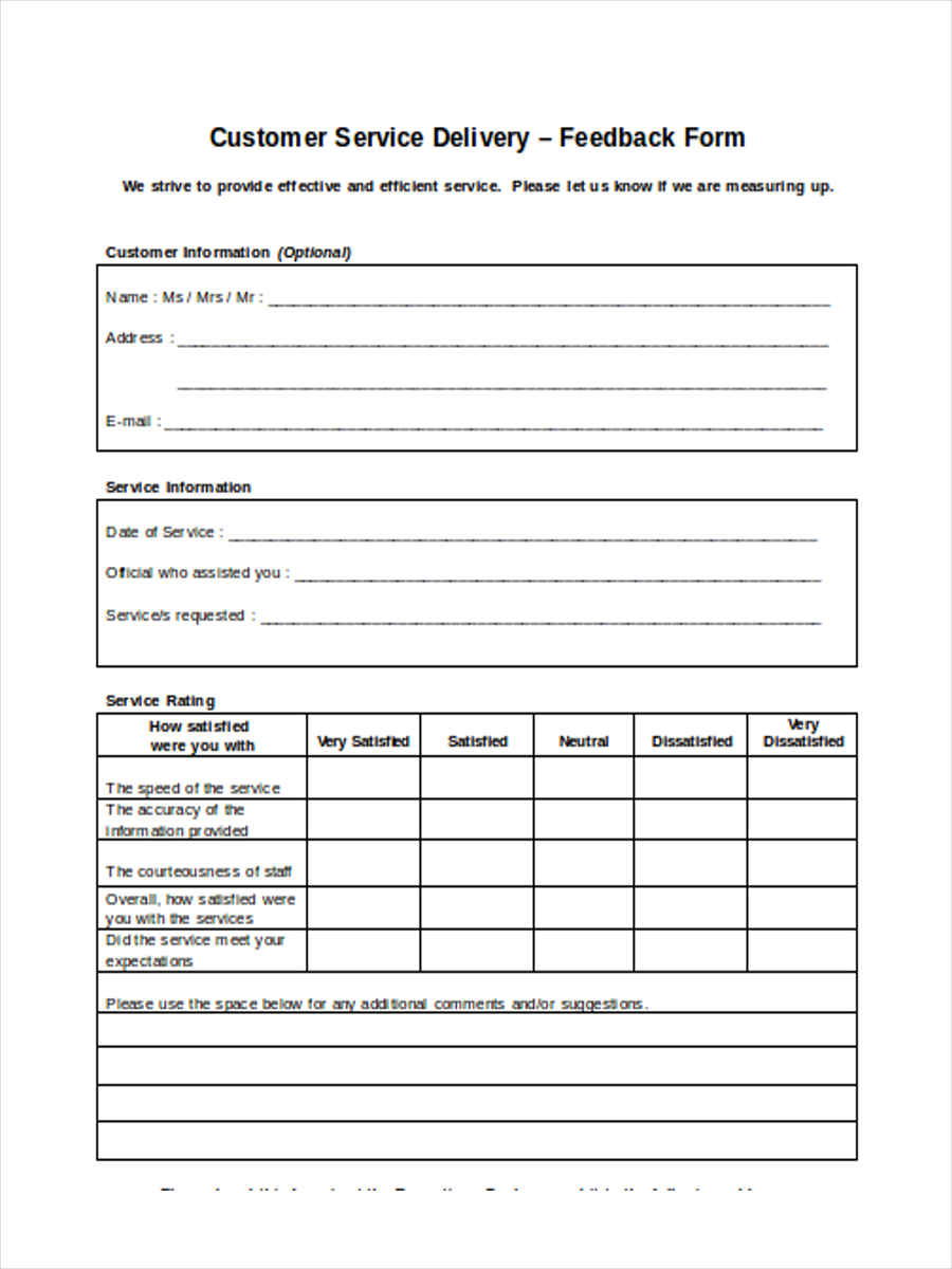 FREE 8+ Service Feedback Forms in PDF | MS Word