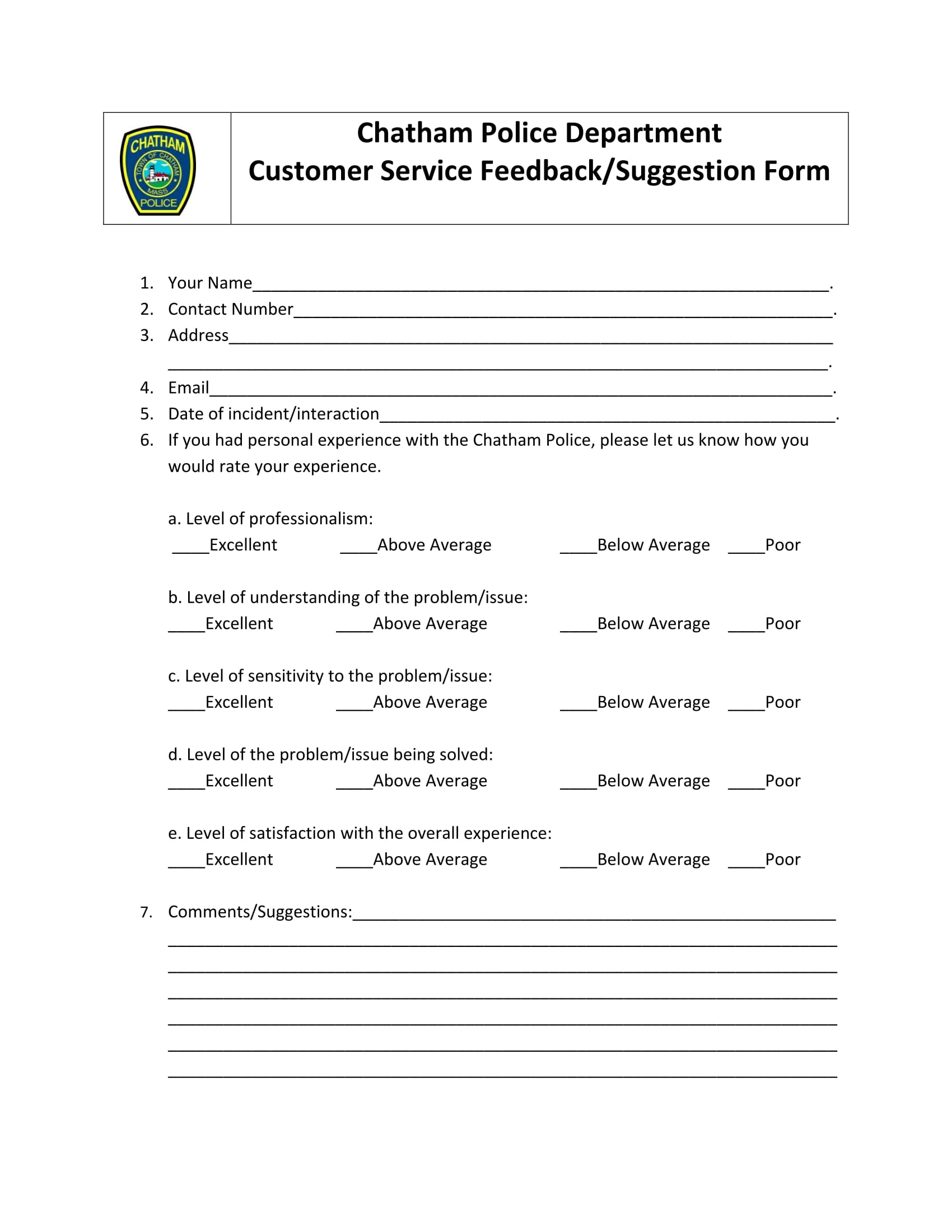 Customer Service Feedback Examples