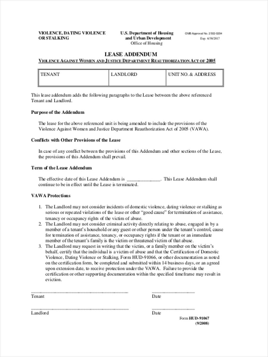 domestic violence lease addendum
