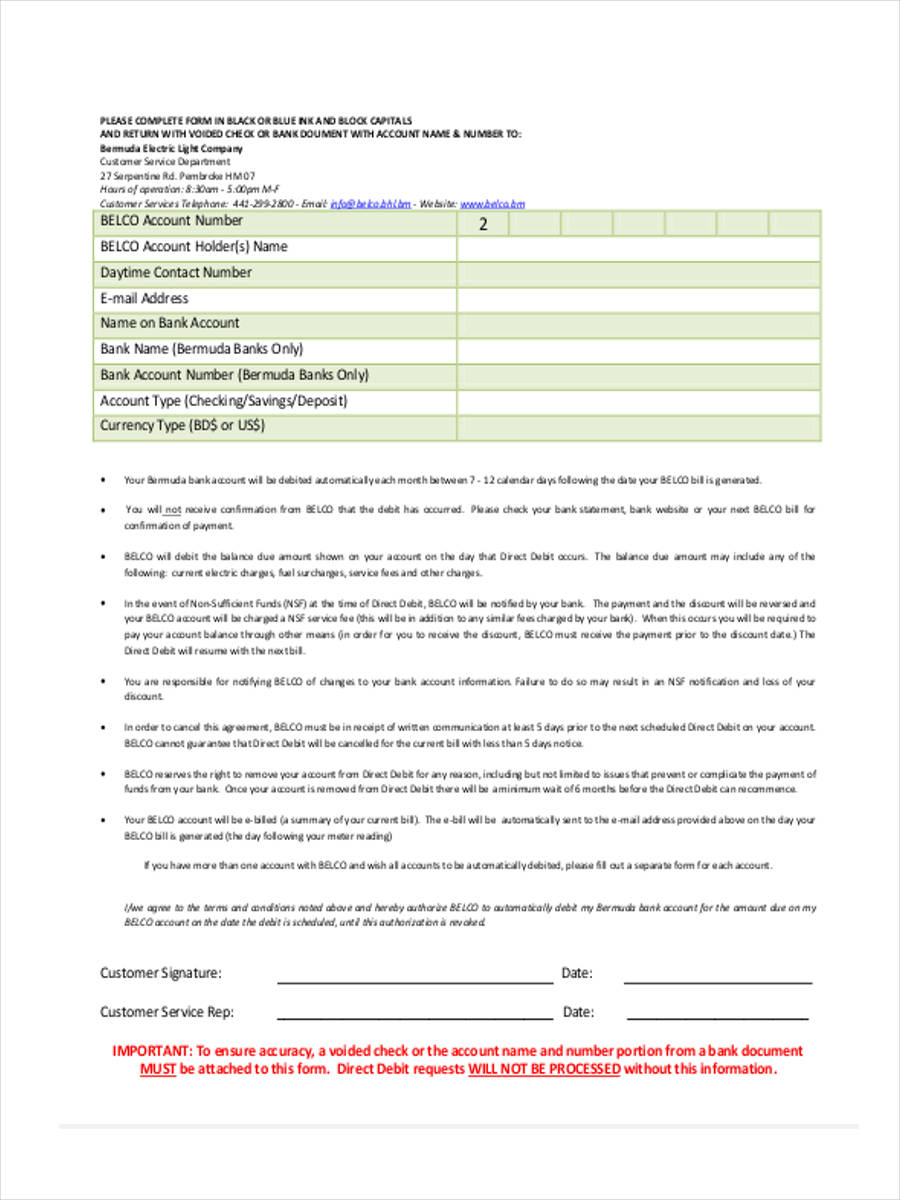 electric debit order form