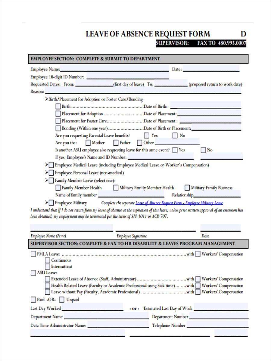 Free 31 Leave Request Forms In Pdf Ms Word Excel
