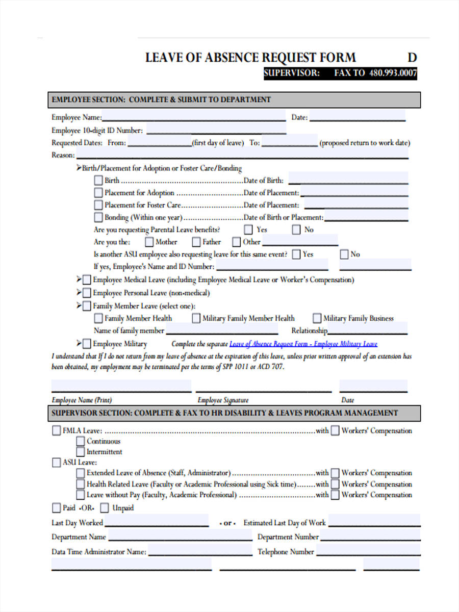 employee absence leave request