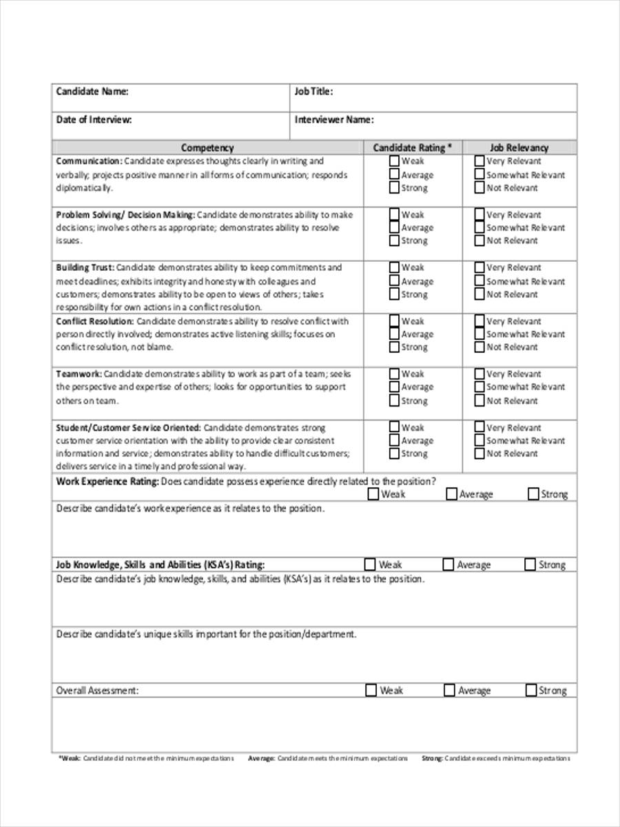 FREE 20+ Interview Feedback Form Examples in PDF | MS Word