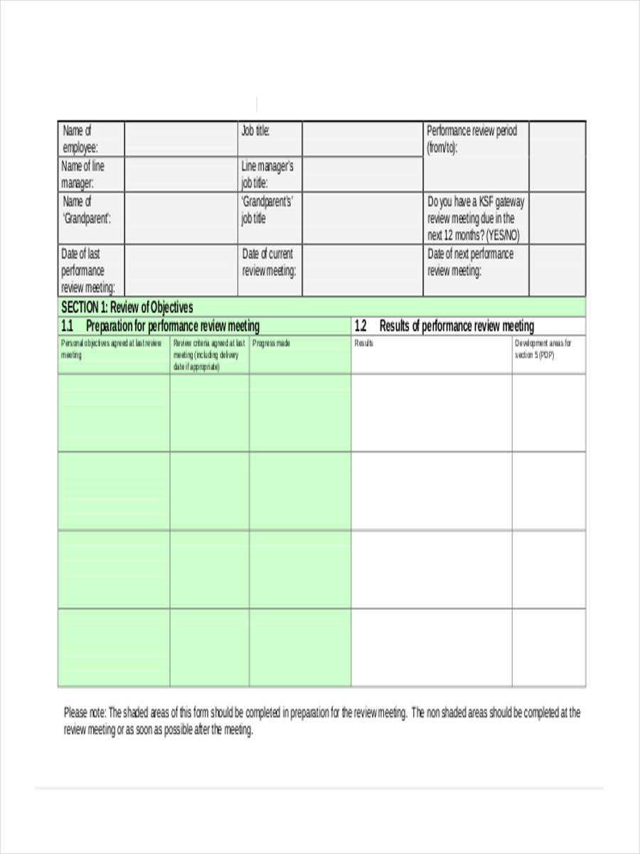 employee monthly performance review form