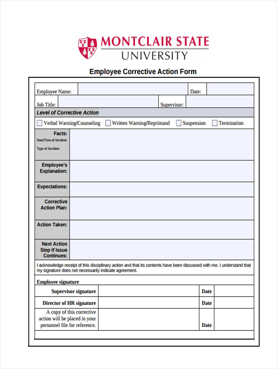 Safety Corrective Action Form Template